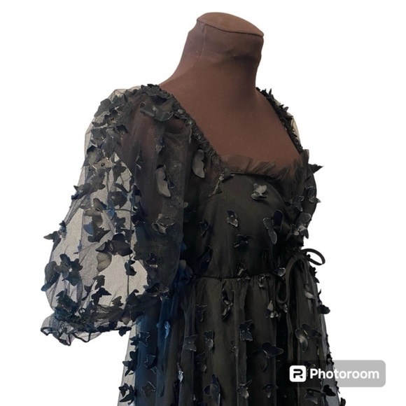 Butterfly Thirty Thirty LA Black Babydoll Sheer Mini Dress Womens size Medium - Picture 11 of 16